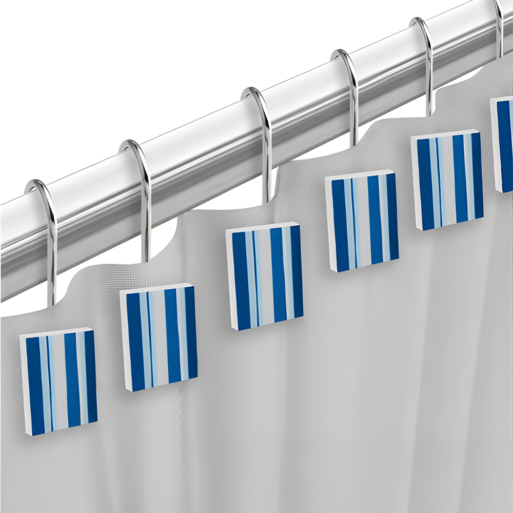 Highlands Homeware Blue Striped Shower Hook 12 Pack Image 2