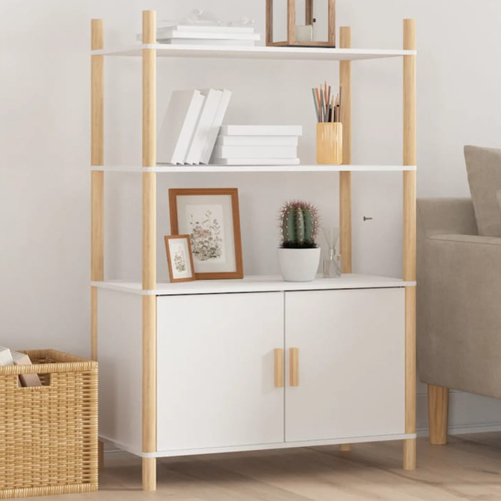vidaXL 2 Door 3 Shelf White Highboard Image 1