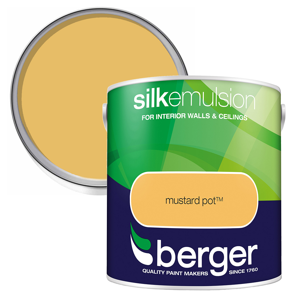 Berger Walls & Ceilings Mustard Pot Silk Emulsion Paint 2.5L Image 1