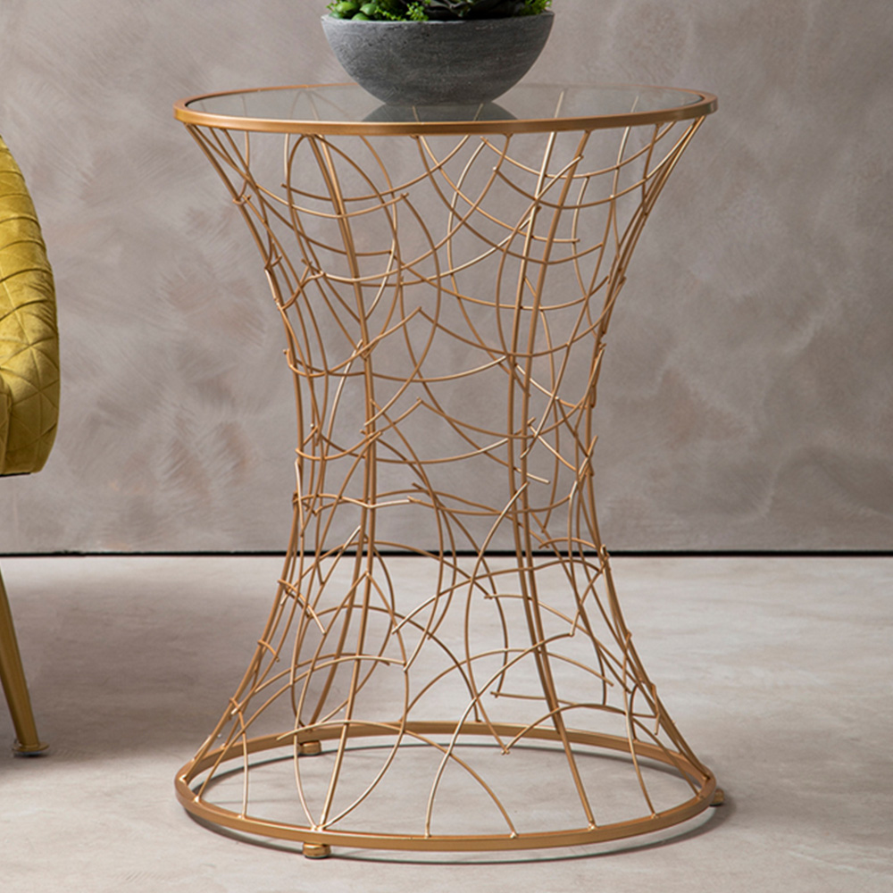 Premier Housewares Lexa Rose Gold Concave-Shaped Accent Table Image 1