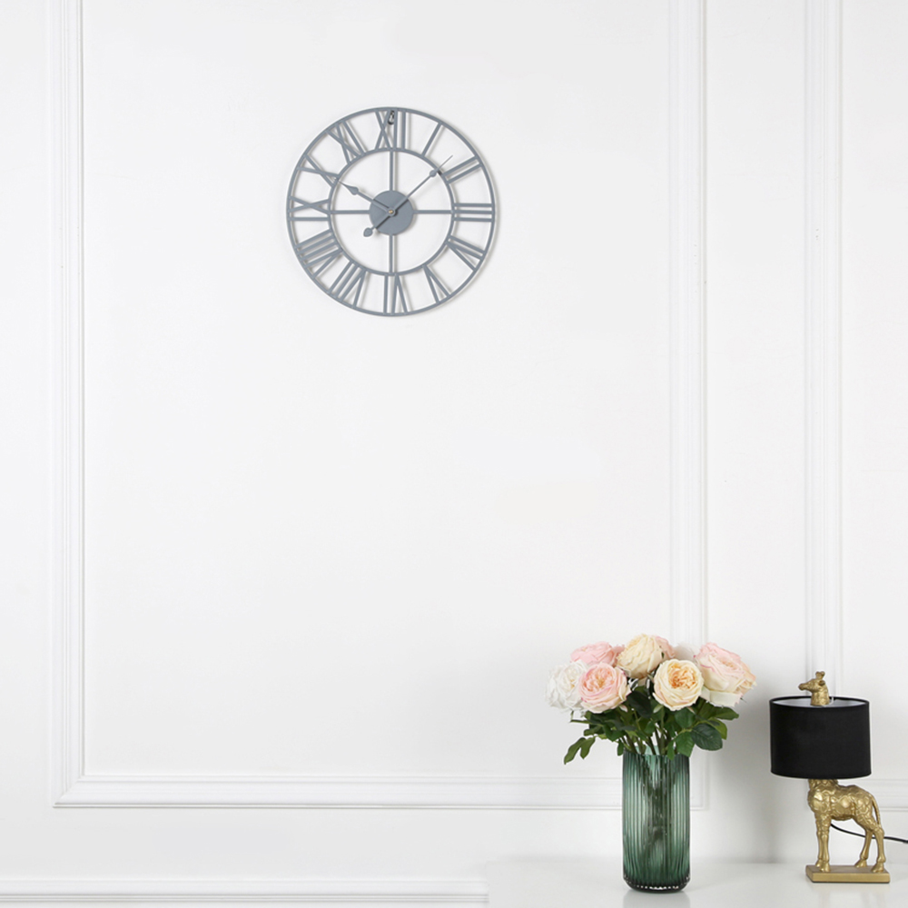 EOS Grey Skeleton Wall Clock with Roman Numerals 40cm Image 2