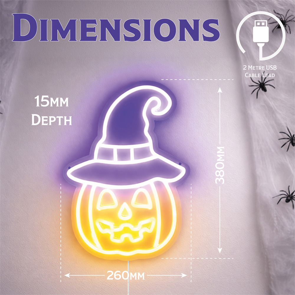 FXLab Pumpkin Silhouette Neon Light Indoor Halloween Decoration 26 x 38cm Image 8