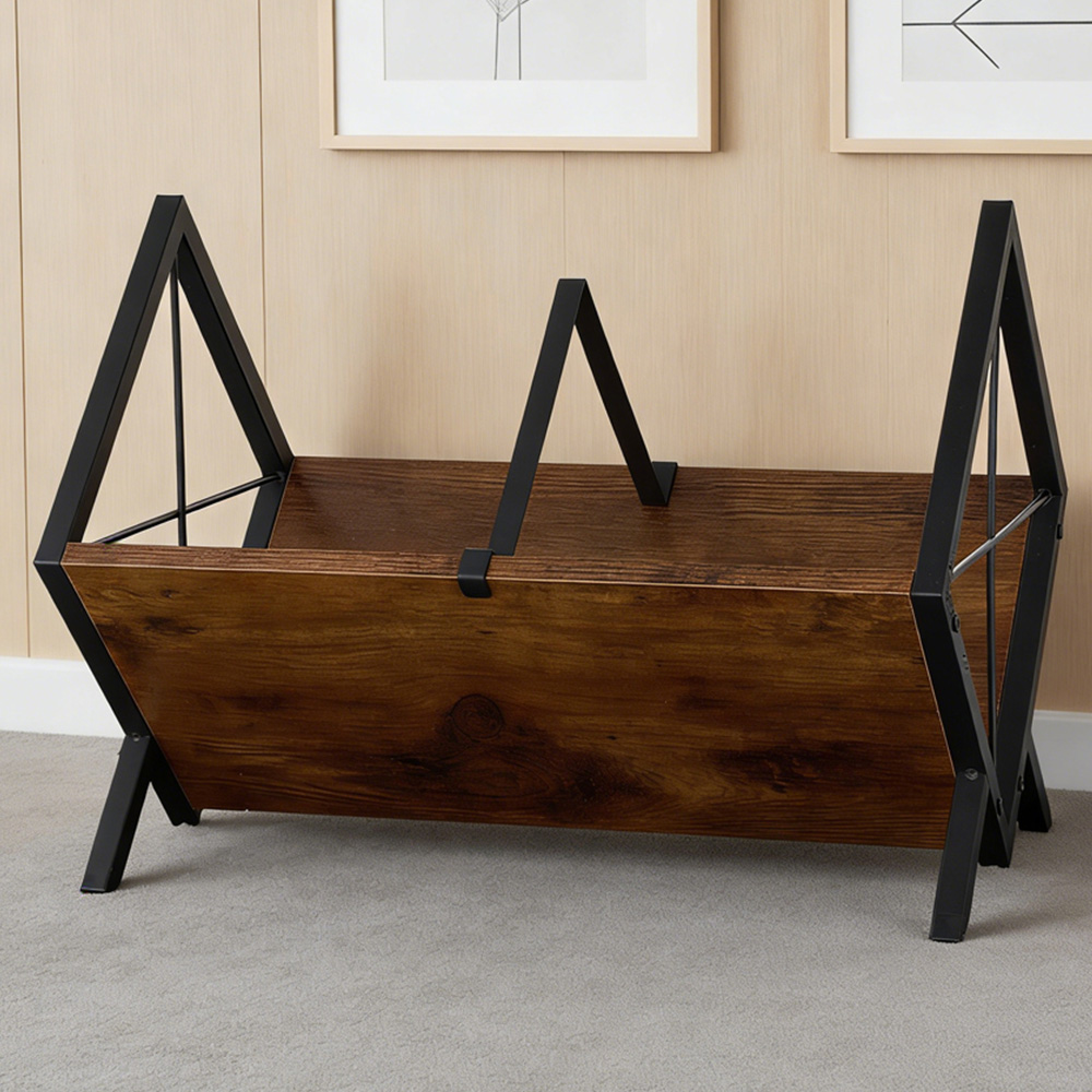 Living and Home Brown Modern Open Record Display Holder Image 1