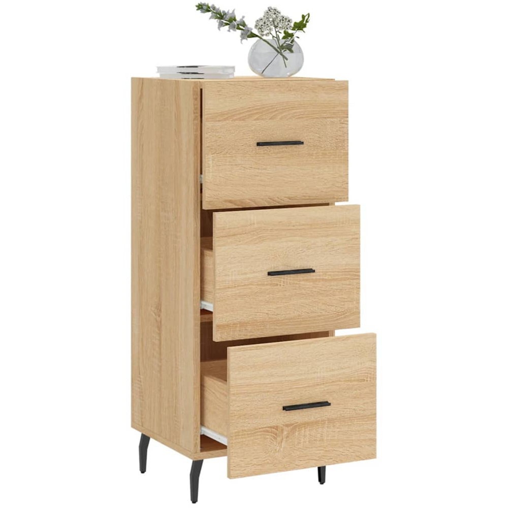 vidaXL 3 Drawer Sonoma Oak Sideboard Image 4