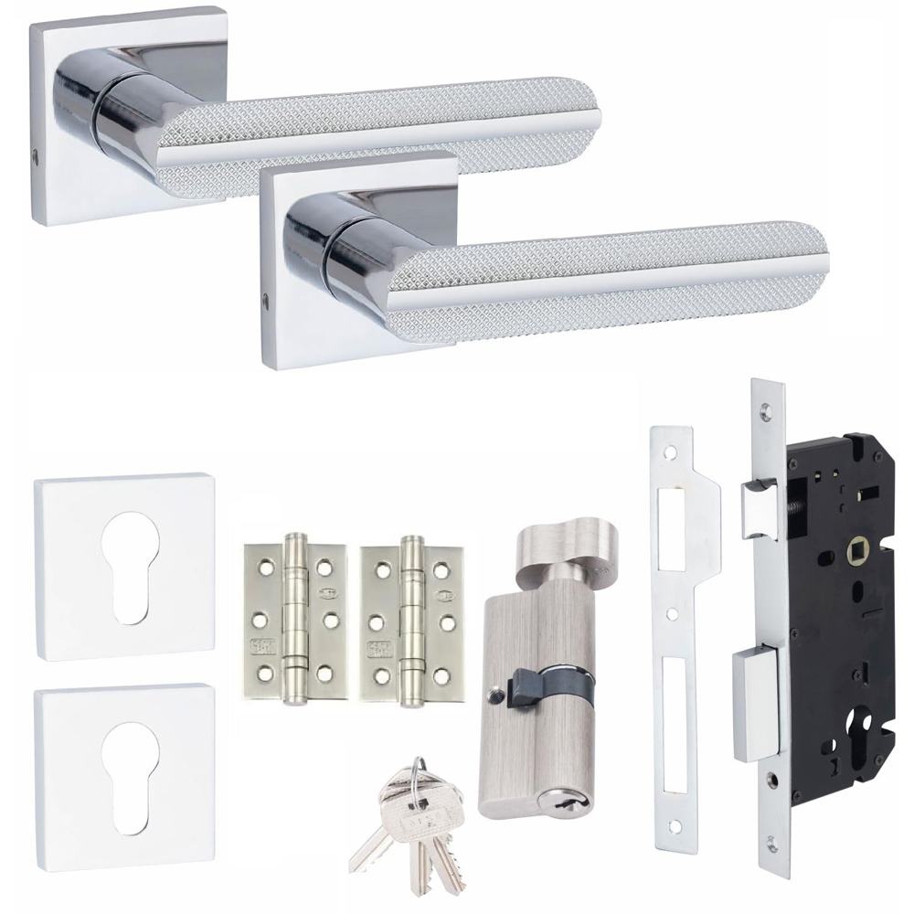 Golden Grace Polished Chrome Modern Lima Euro Lock Set Image 1
