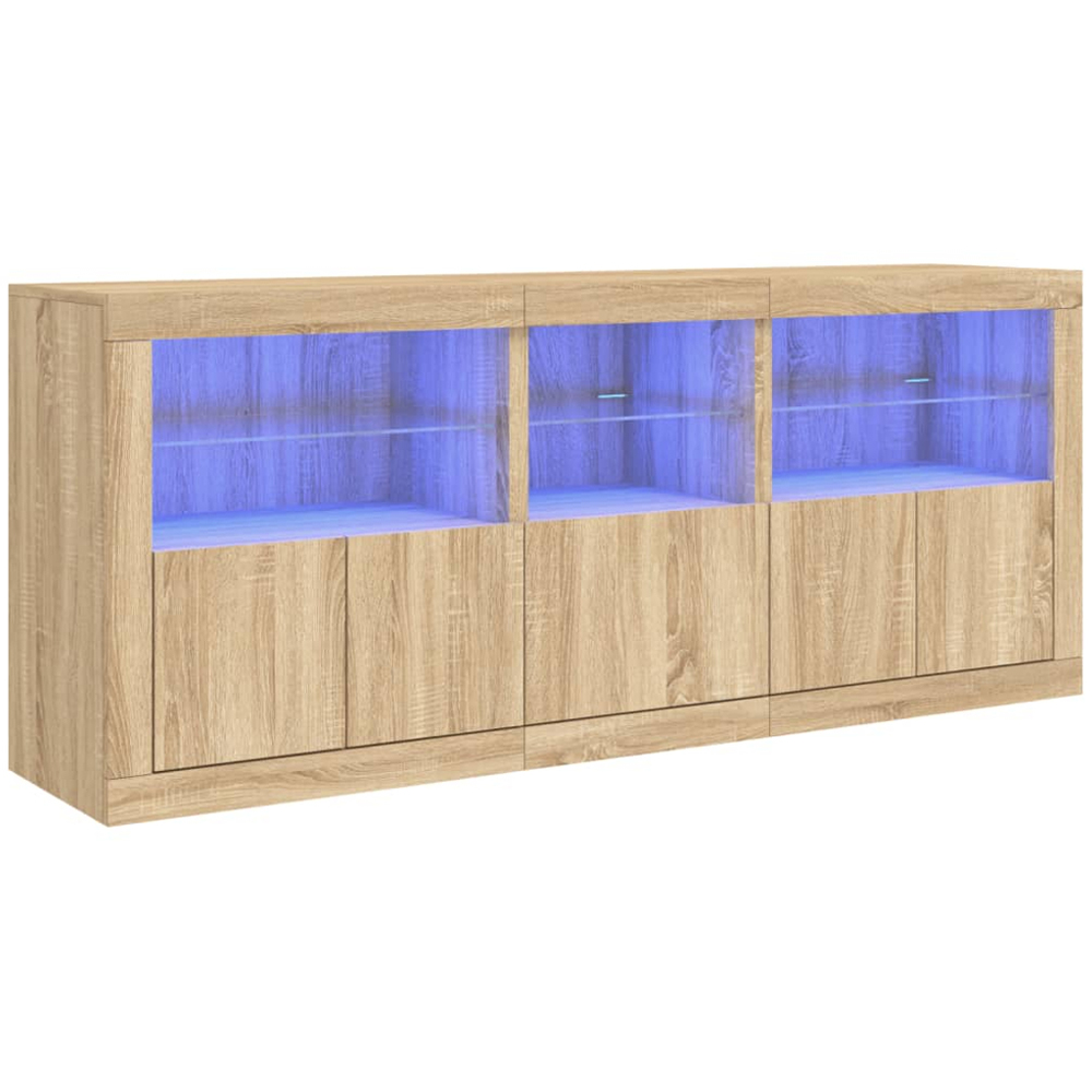vidaXL 5 Door 6 Shelf Sonoma Oak Large Sideboard with LED Lights Image 2