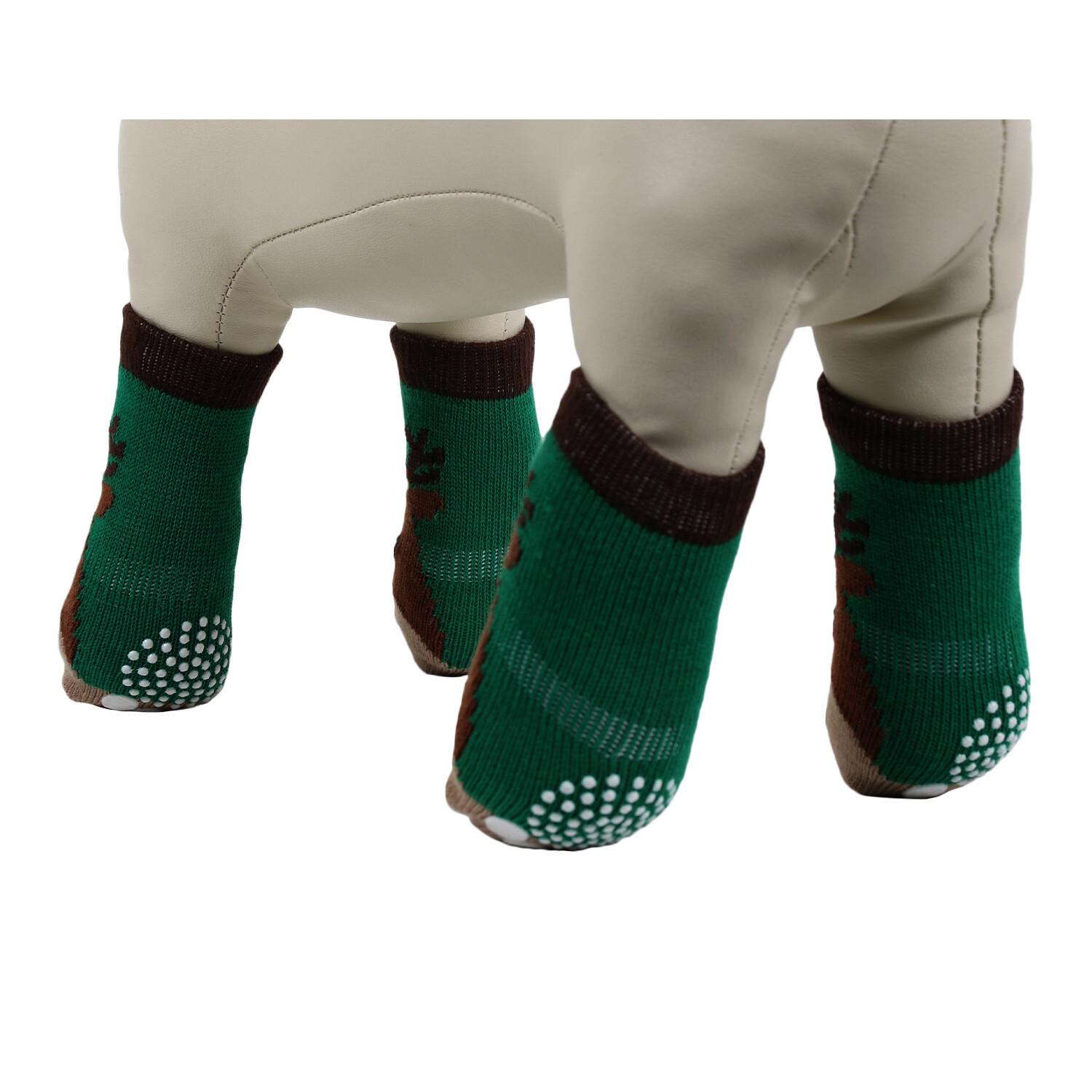 Pack of 4 Reindeer Pet Socks - Green Image 4