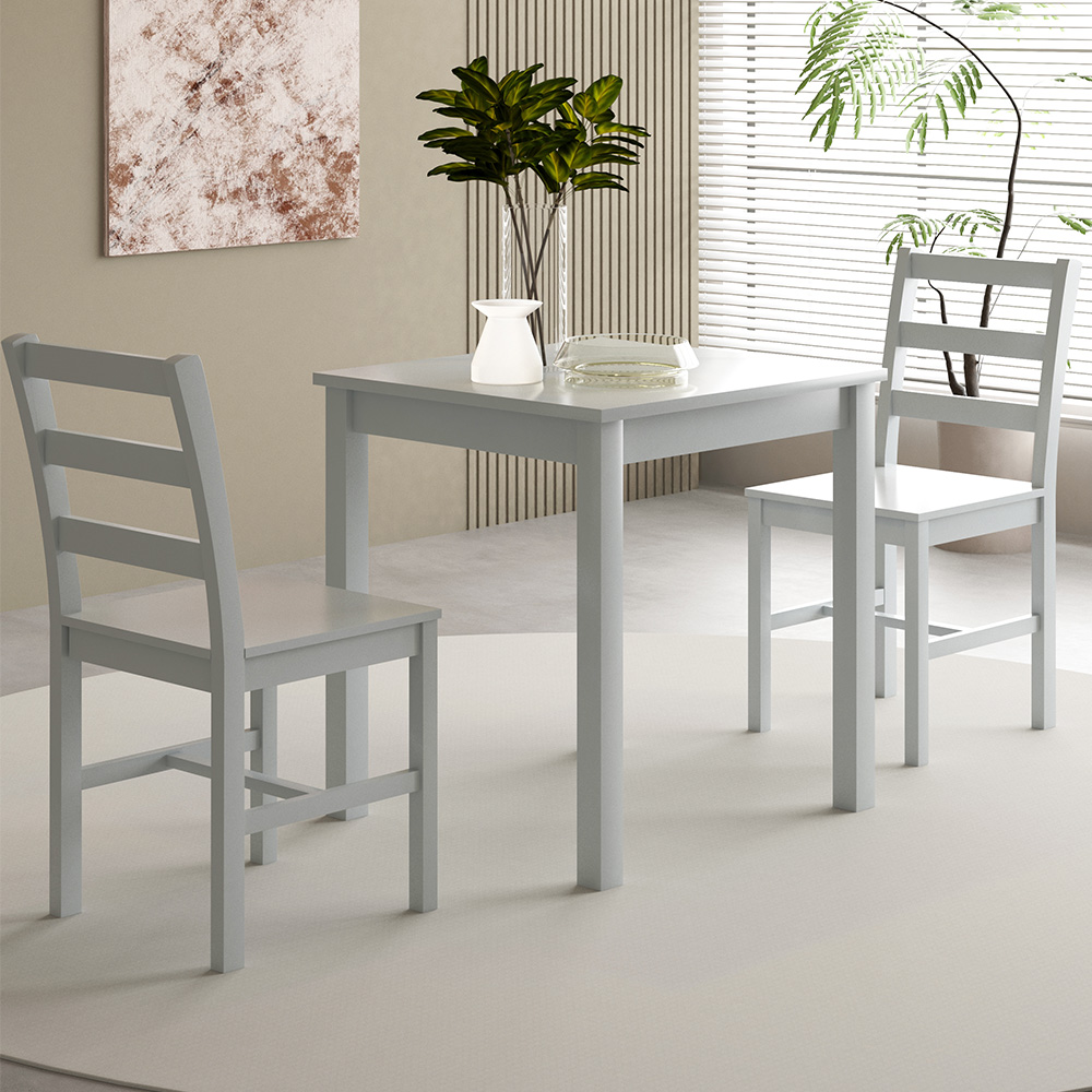 Comfy Living 2 Seater Wooden Dining Set Grey Image 1