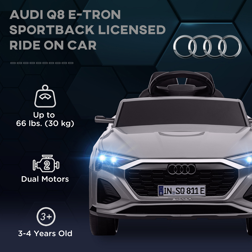 Tommy Toys Grey Audi Q8 E-tron Sportback Licensed Kids Electric Car with Remote Image 4