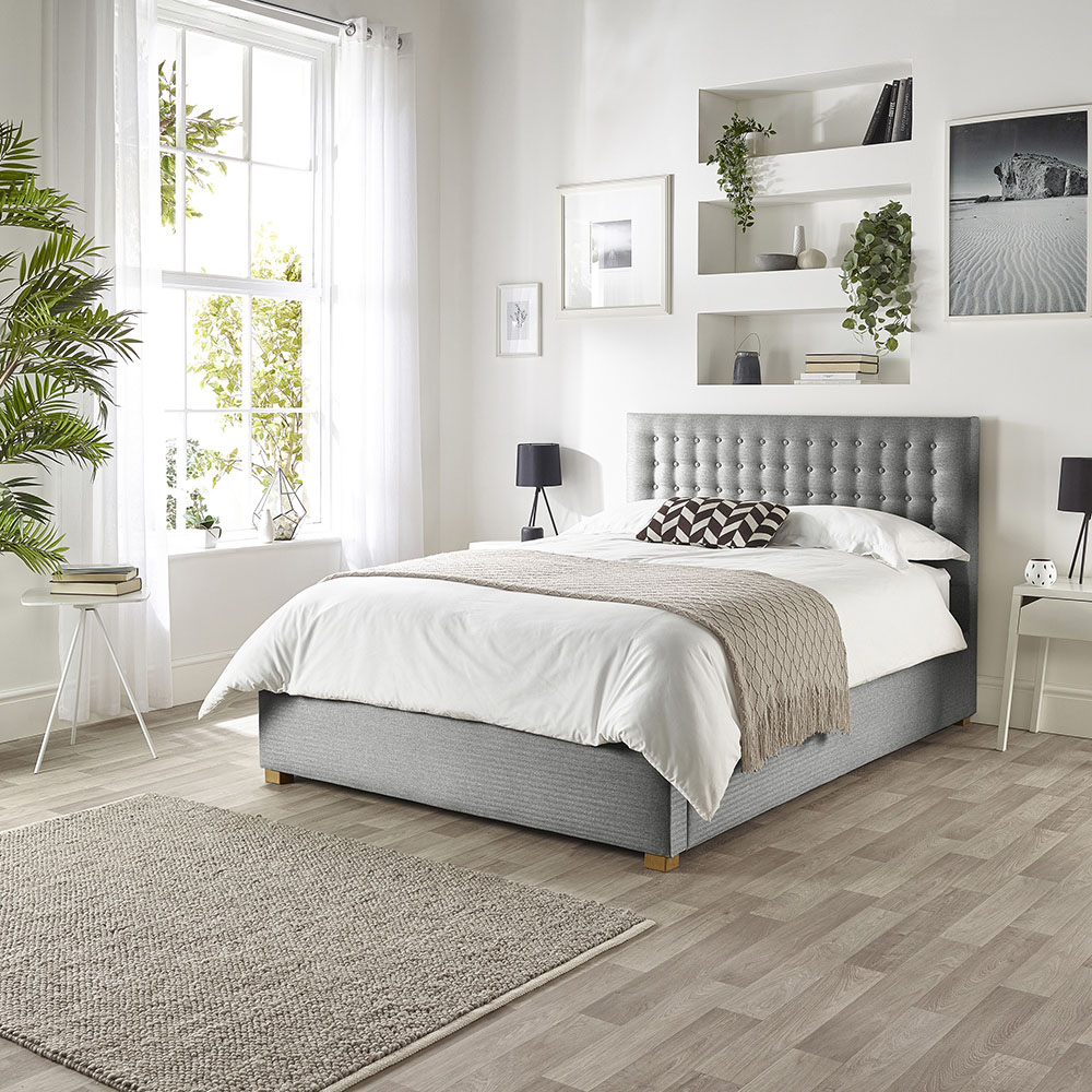 Catherine Lansfield Opulence Small Double Grey Twill Ottoman Bed Image 4