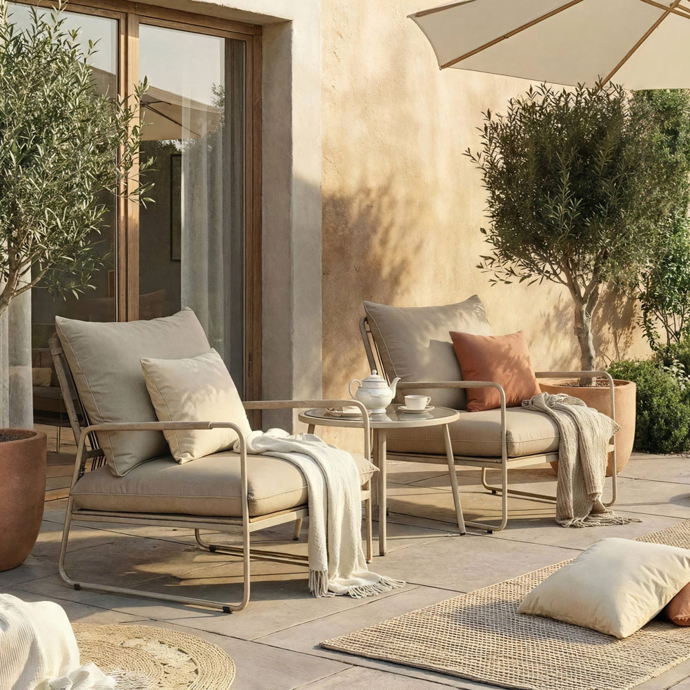 Artemis Home Sorella 2 Seater Beige Patio Conversation Set Image 3