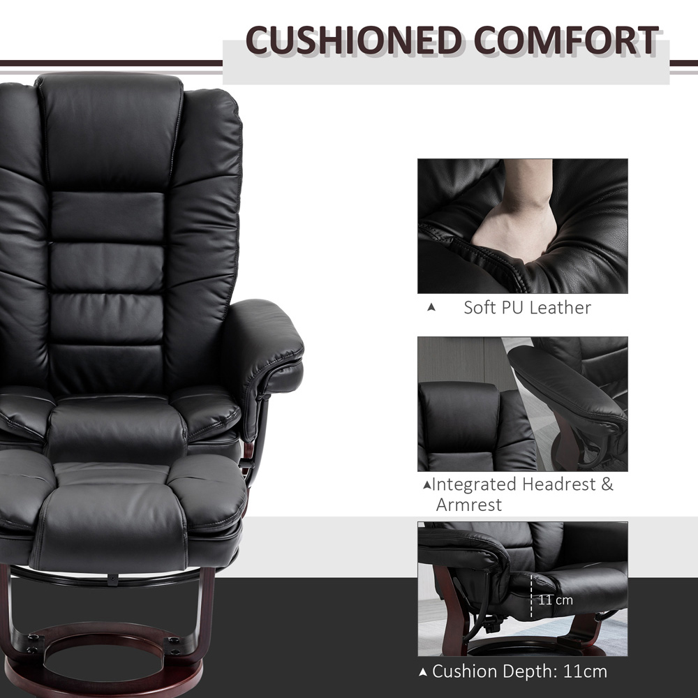 Portland Black PU Leather Manual Recliner Chair with Footrest Image 6
