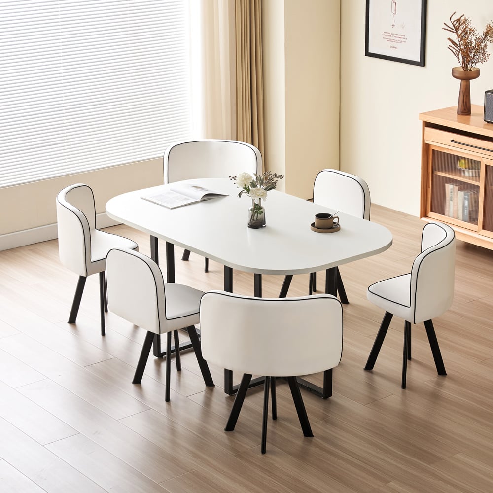 Comfy Living 6 Seater Dining Set White Image 3