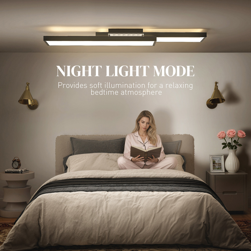 Portland Black Geometric Dimmable LED Ceiling Light with Remote Control Image 7