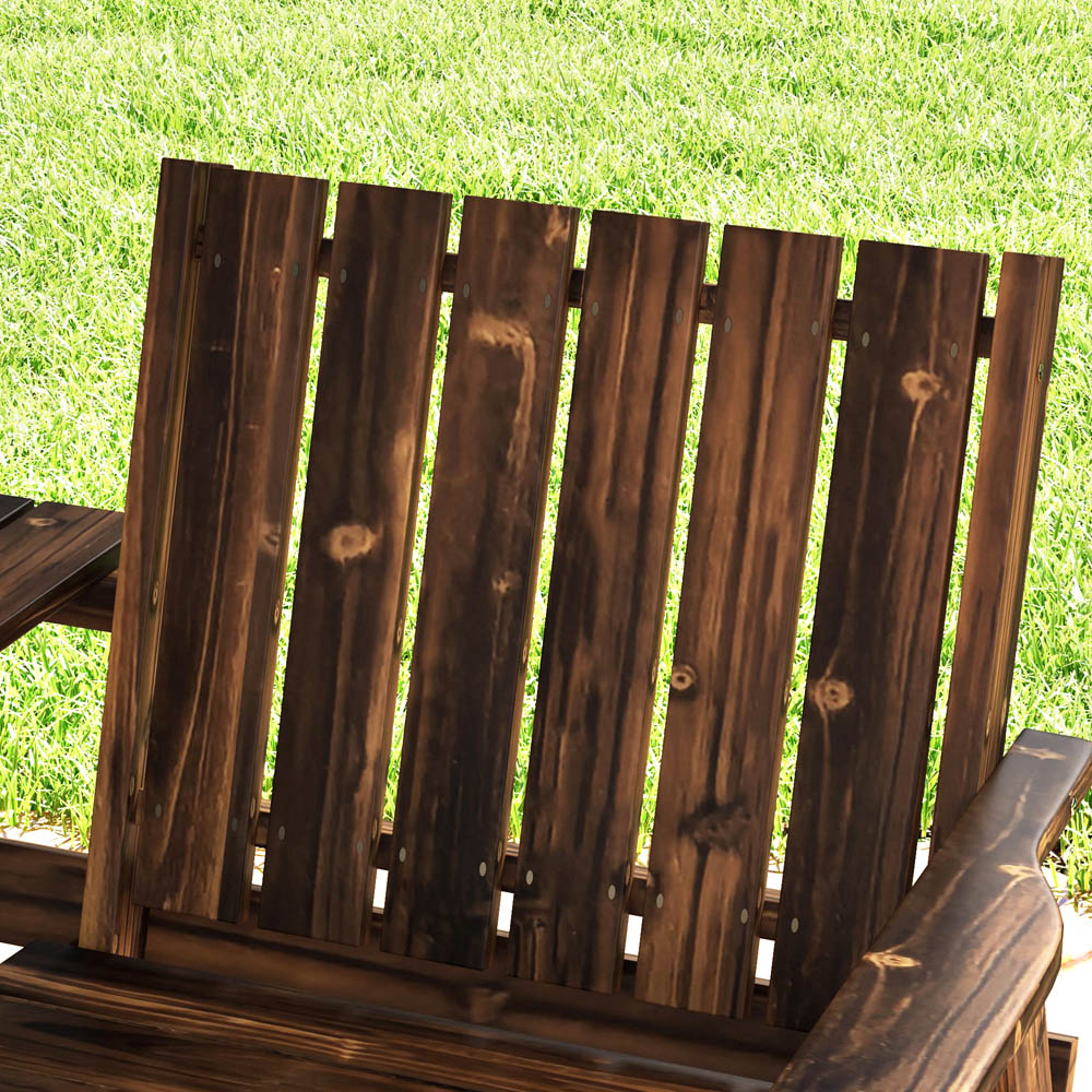 Outsunny 2 Seater Carbonised Wooden Garden Bench with Armrests Image 4