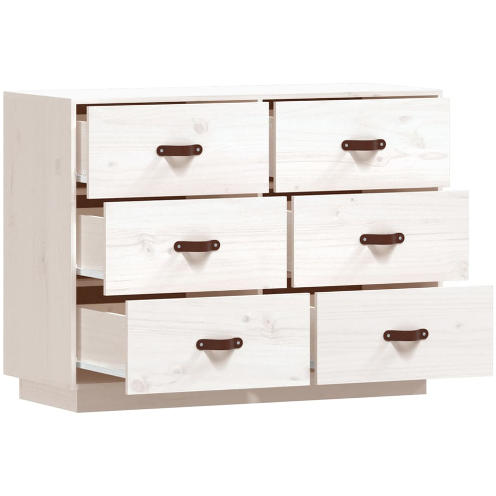 vidaXL 6 Drawer White Solid Pine Wood Sideboard Image 5