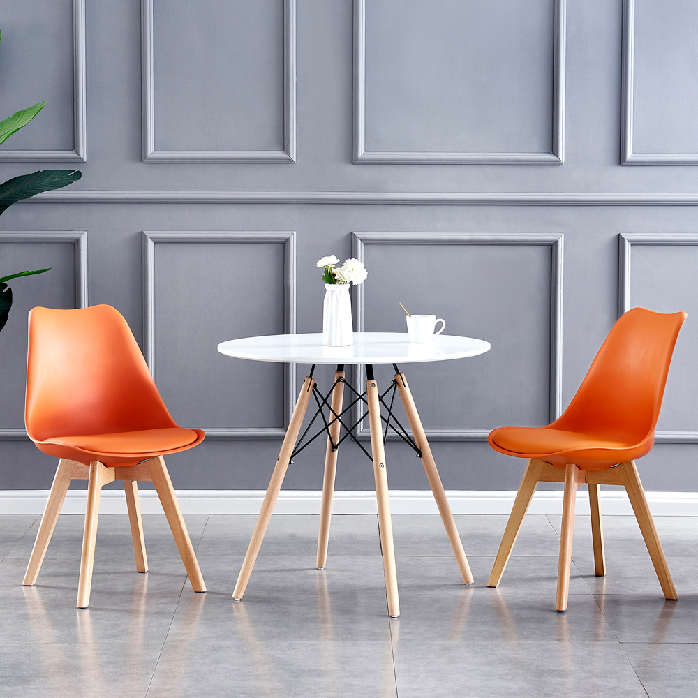 Eva Set of 2 Orange Padded Dining Chairs Image 8