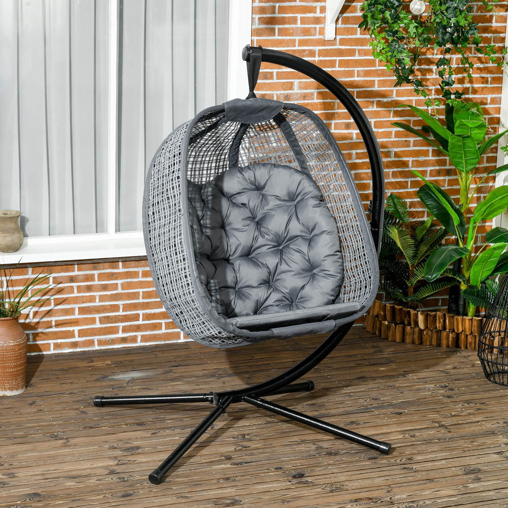 Outsunny Dark Grey Egg Chair with Cushions Image 1