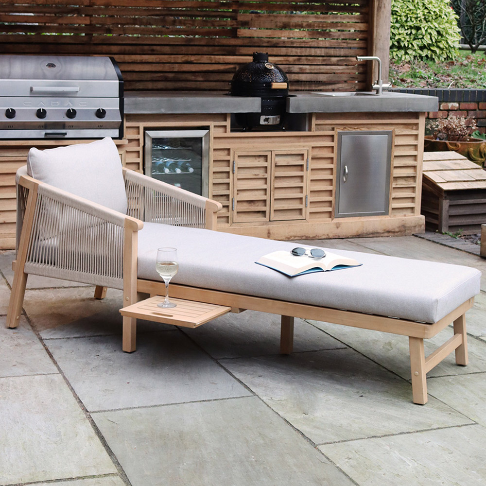 Royalcraft Roma Sunlounger with Pullout Side Tray Image 1