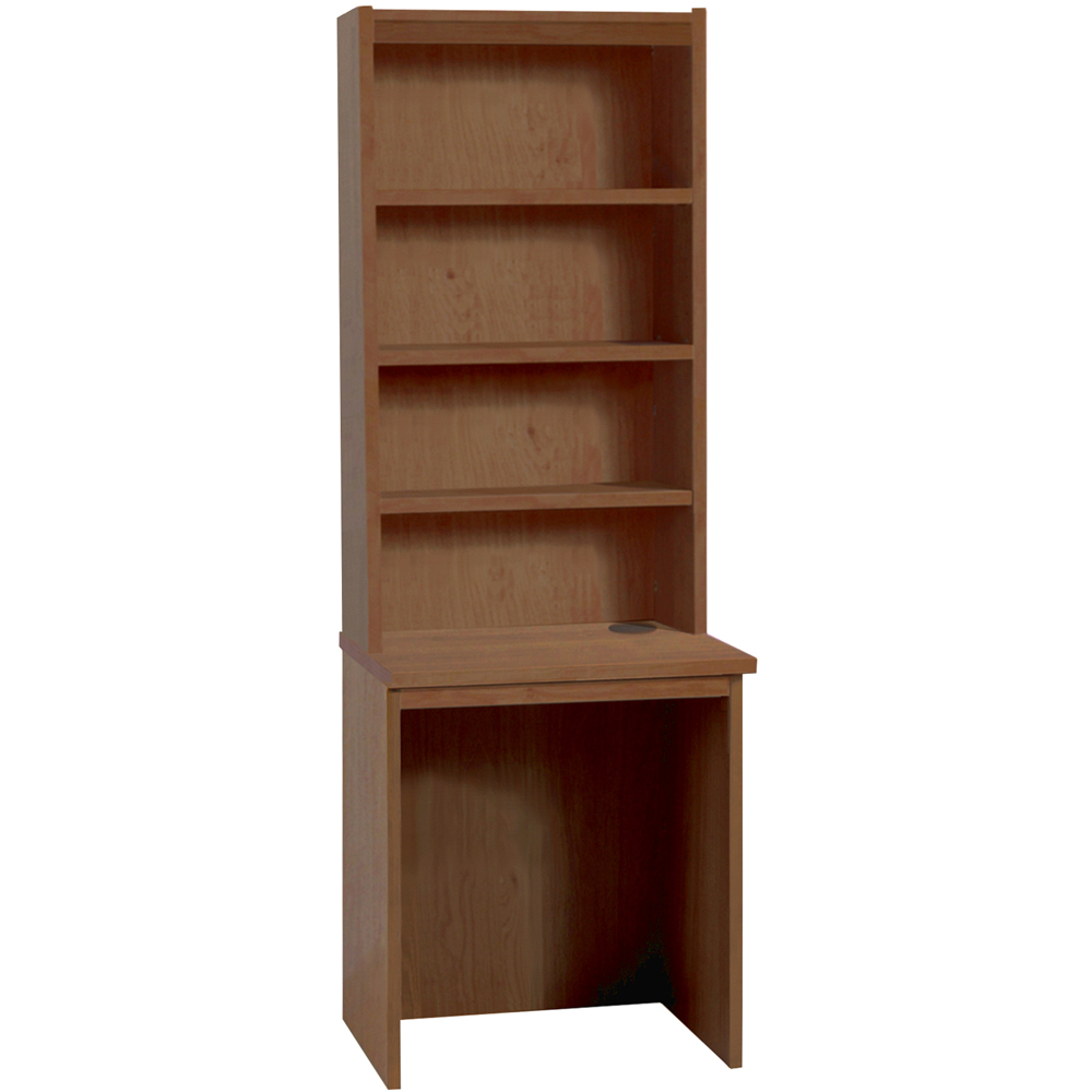 R White Cabinets 4 Shelf Small Laptop Desk with Hutch Brown Image 2