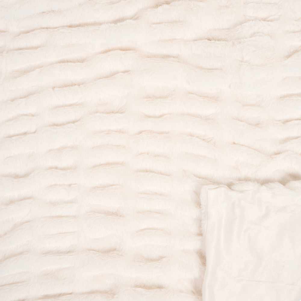 Extra Large Seersucker Faux Fur Throw White Image 6