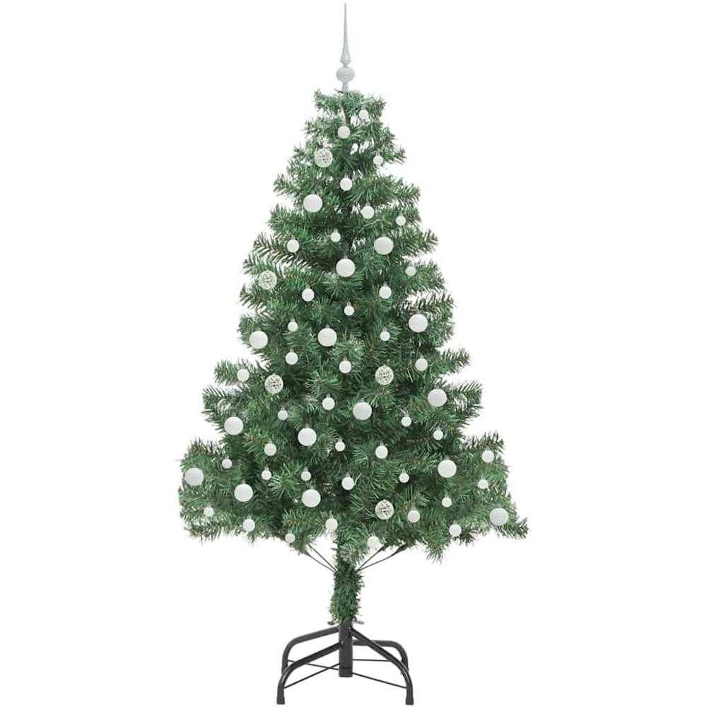 vidaXL Pre-Lit White Baubles Green Artificial Christmas Tree 7ft Image 4