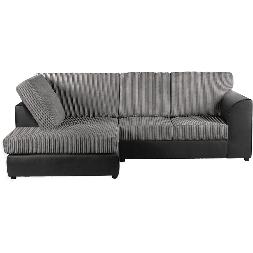 Luxor 4 Seater Black and Grey Jumbo Cord Full Back Left Hand L Shape Corner Sofa Image 2