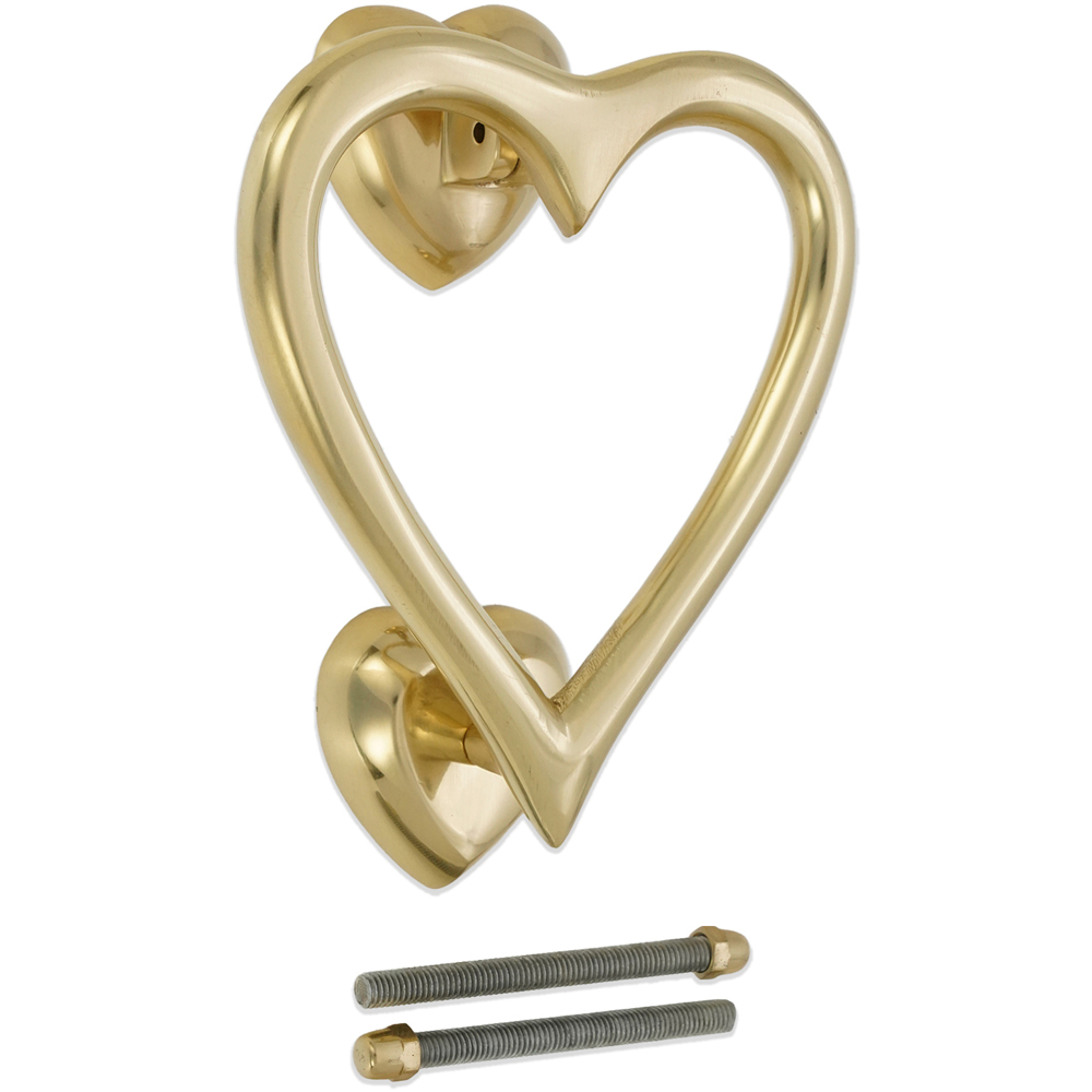 Spira Brass Polished Brass Heart Door Knocker Image 3