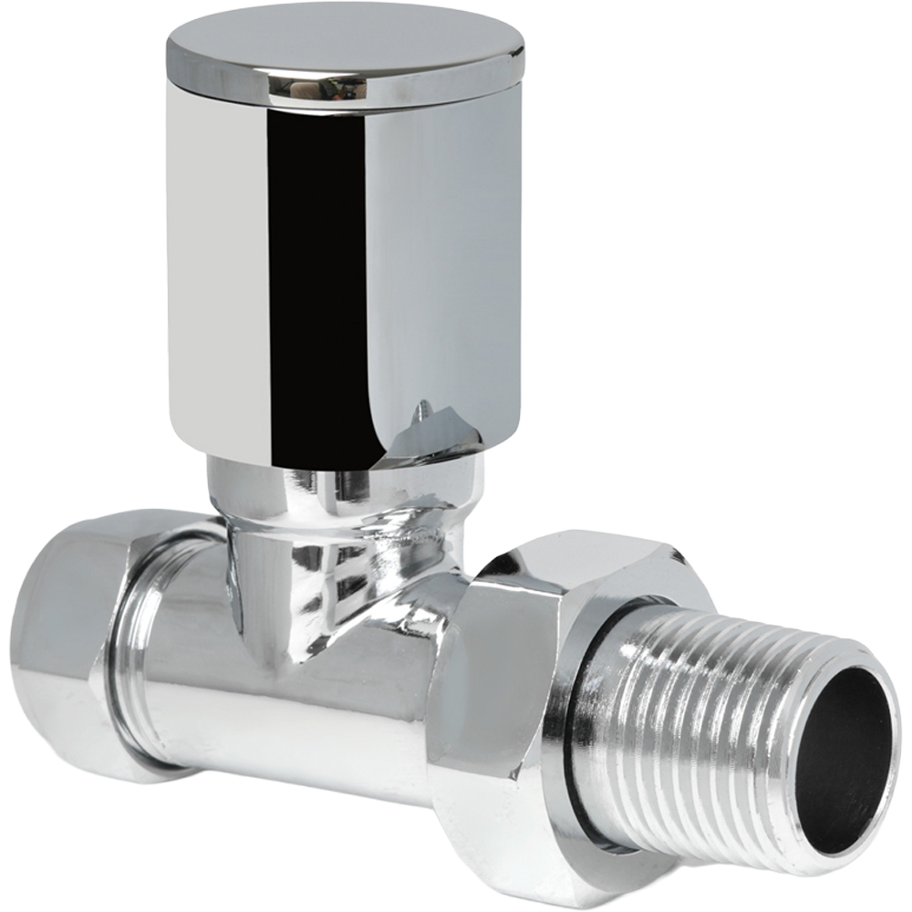 Go Bathrooms Chrome Straight Radiator Valves Set 15mm Image 2