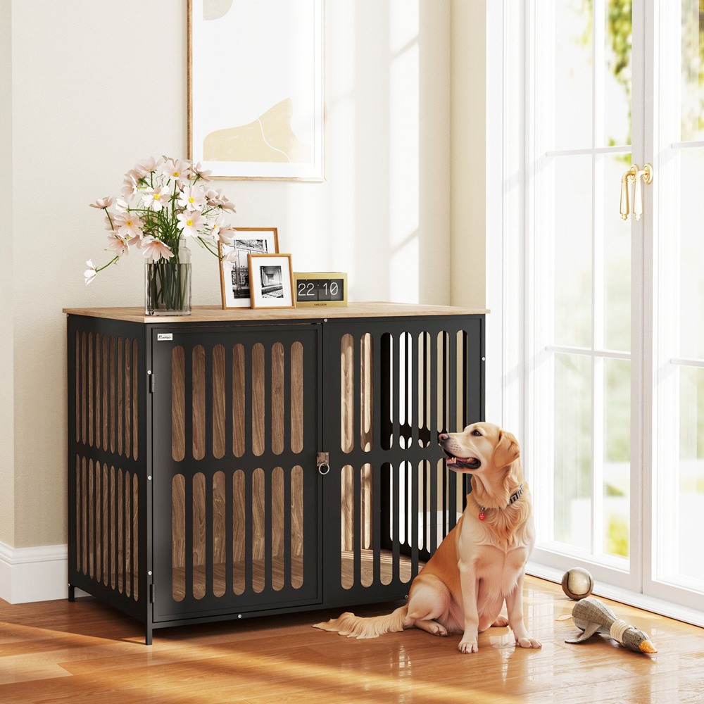 PawHut Large Dog Crate Furniture with Anti Chew Resistant Mesh Image 2