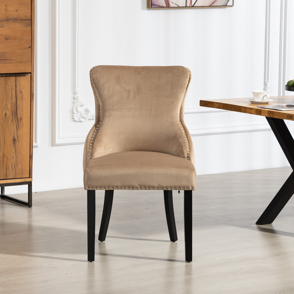 Artemis Home Palata Set of 2 Brown Velvet Fabric Dining Chair Image 2