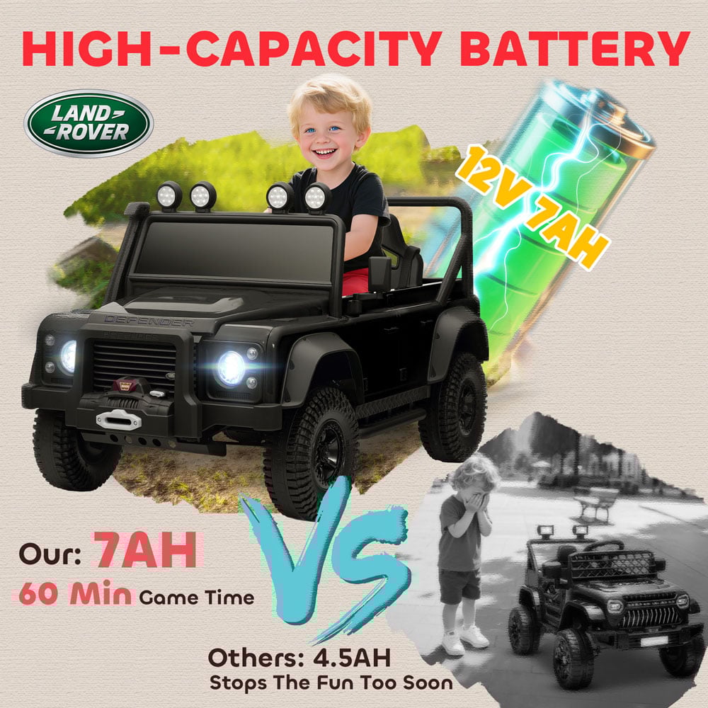 Tommy Toys Black Land Rover Defender Kids Electric Ride On Car with Remote 12V Image 5