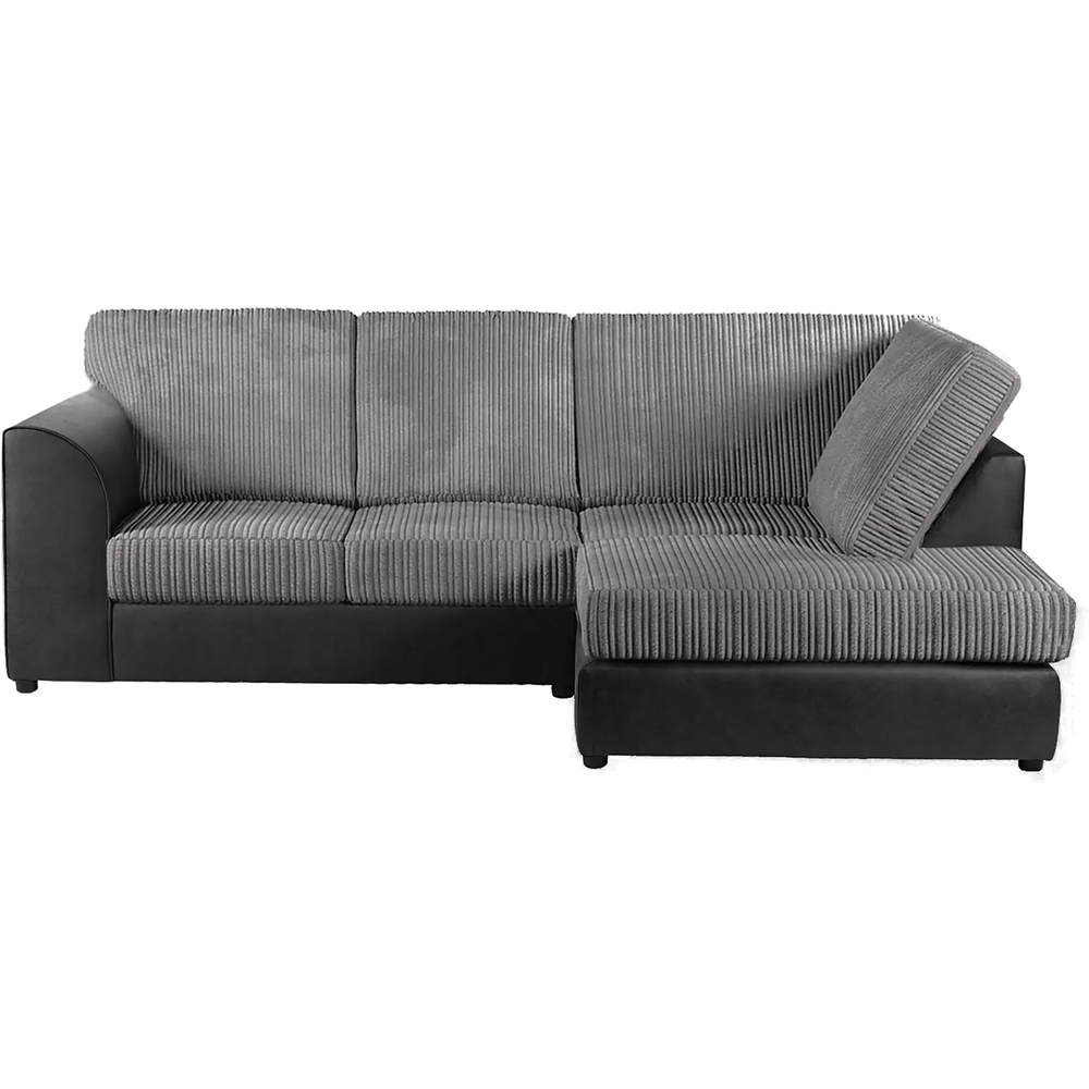 Luxor 4 Seater Black and Grey Jumbo Cord Full Back Right Hand L Shape Corner Sofa Image 2
