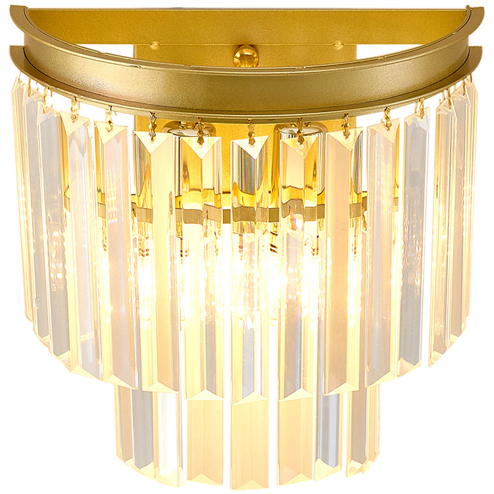 Living and Home Gold Crystal Glass E14 Wall Light Image 6