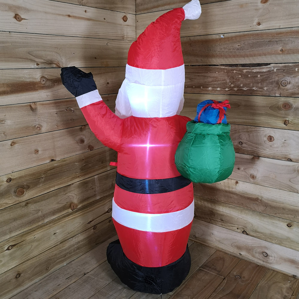 Samuel Alexander Standing Santa with Gift in Sack Inflatable Christmas Decoration 4ft Image 5