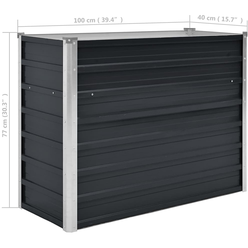 vidaXL Anthracite Galvanised Steel Raised Garden Bed 77 x 100 x 40cm Image 7