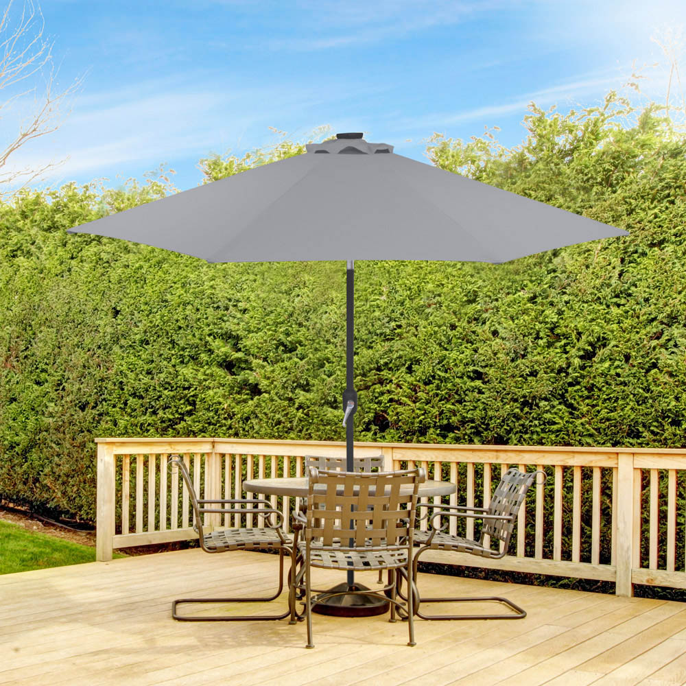 GardenKraft Grey 32 Solar LED Crank and Tilt Parasol 2.7m Image 2