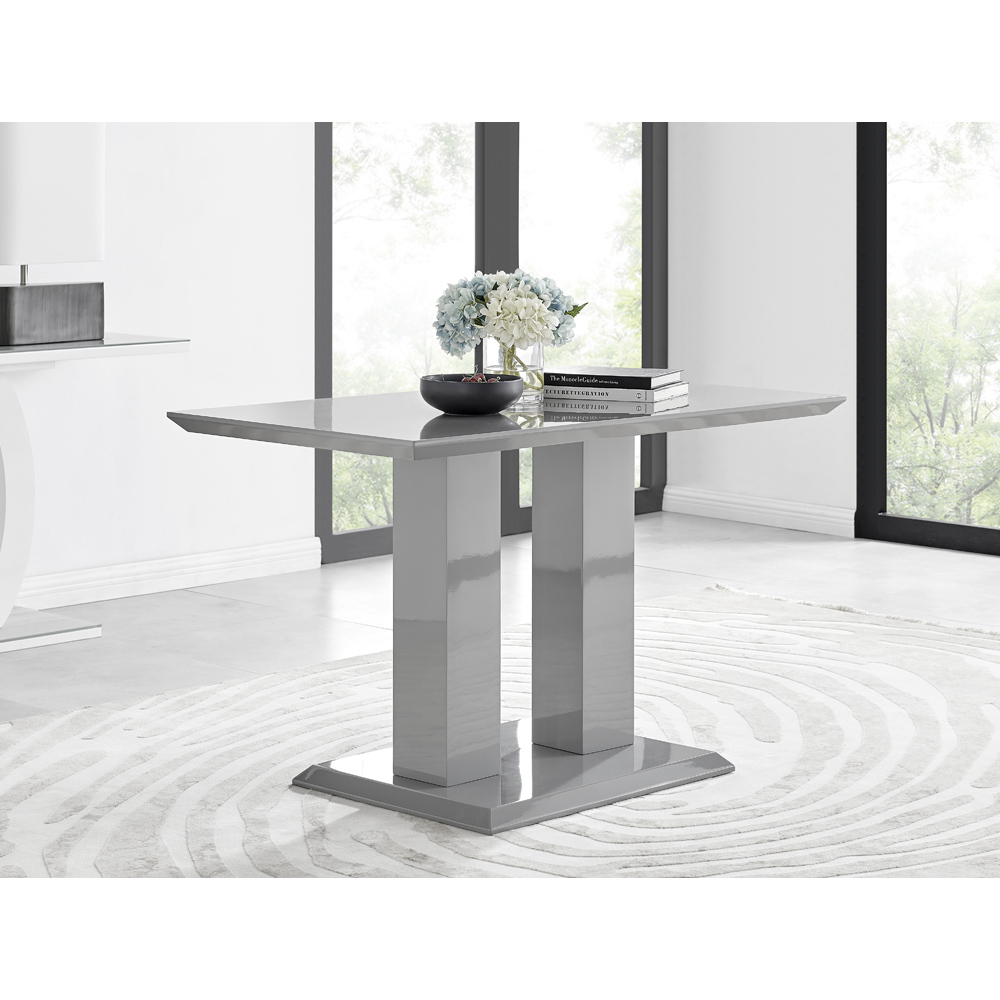 Furniturebox Molini Valera 4 Seater Dining Set Grey Gloss Black and Chrome Image 2
