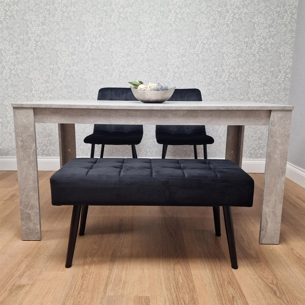 Kosy Koala Rocco 4 Seater Tufted Velvet Dining Set with Bench Stone Grey and Black Image 5
