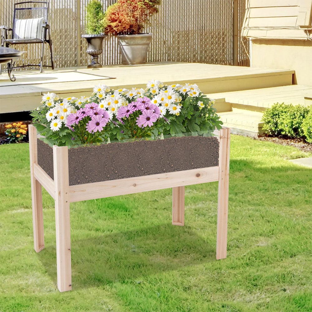 Costway Natural Wooden Raised Garden Bed Image 4