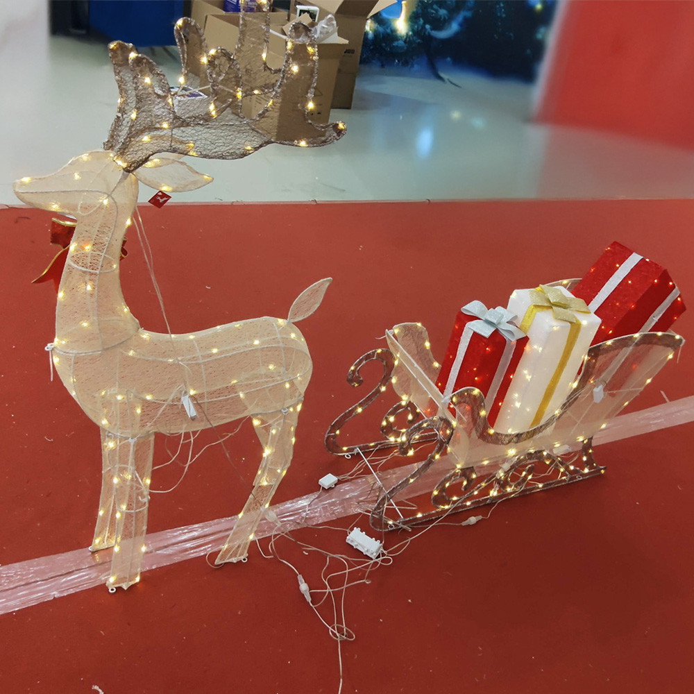 Everglow 170 Warm White LED Light Up Deer and Sleigh Christmas Decoration Image 1