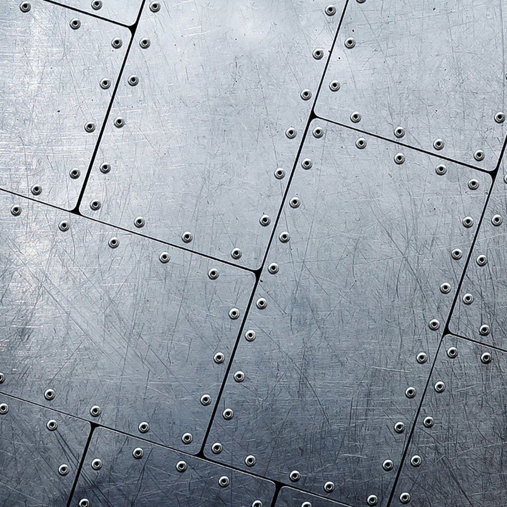 Origin Murals Tiled Metal Grey Wall Mural Image 2