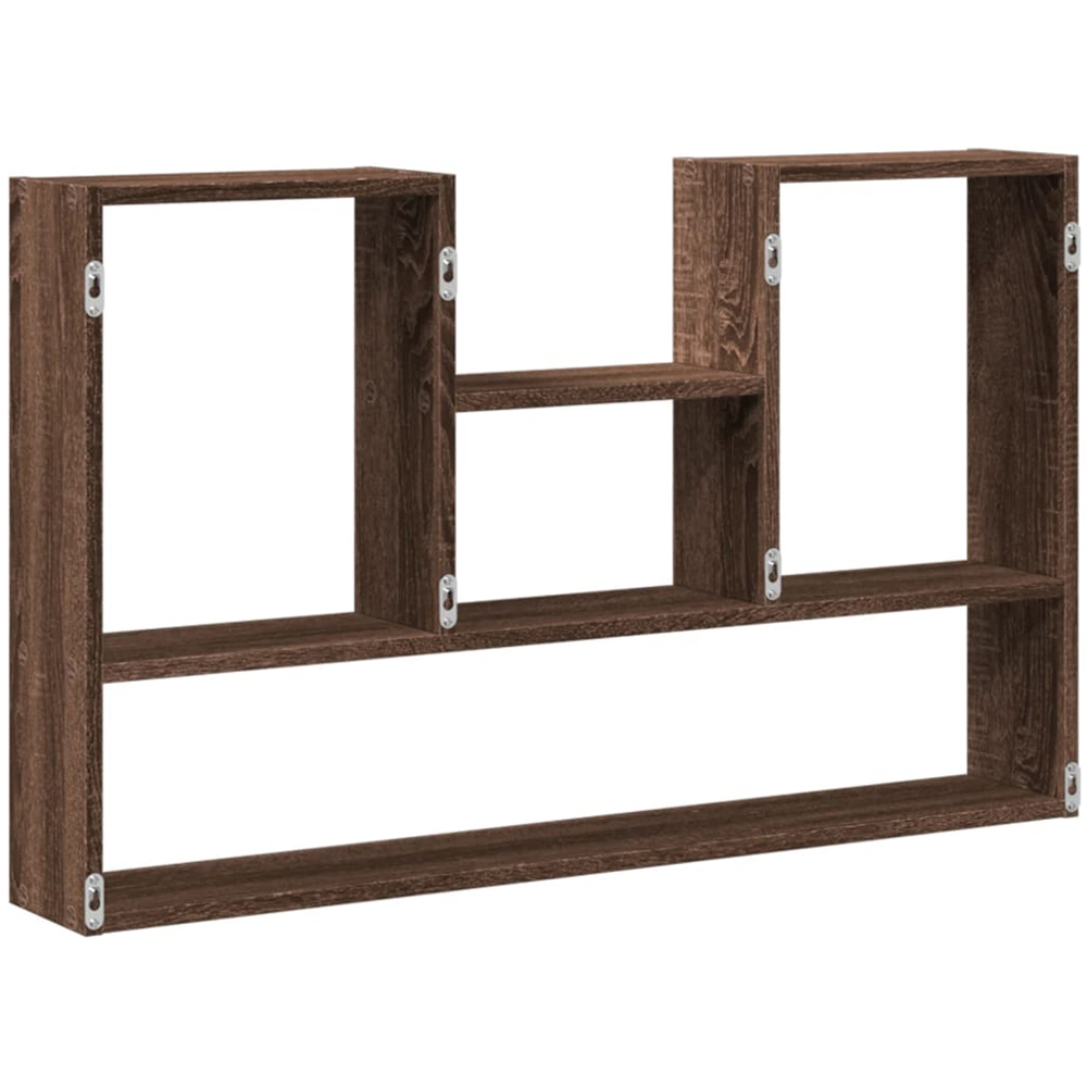 vidaXL 4 Shelf Brown Oak Floating Wall Shelf Image 5