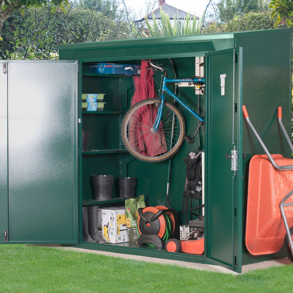 Asgard Trojan Plus 7 x 3ft Double Door Cream Bike and Garden Shed Image 2