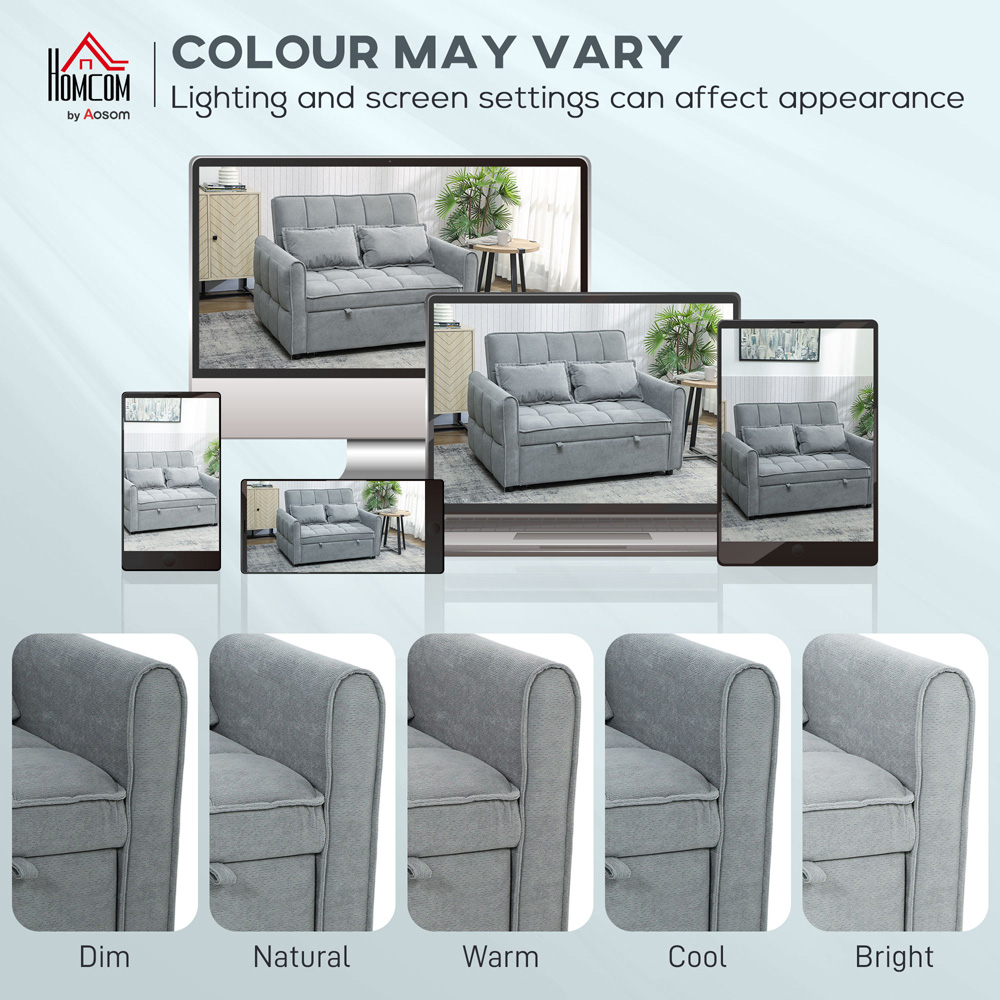 Portland 2 Seater Grey Pull Out Sofa Bed with Adjustable Backrest Image 5