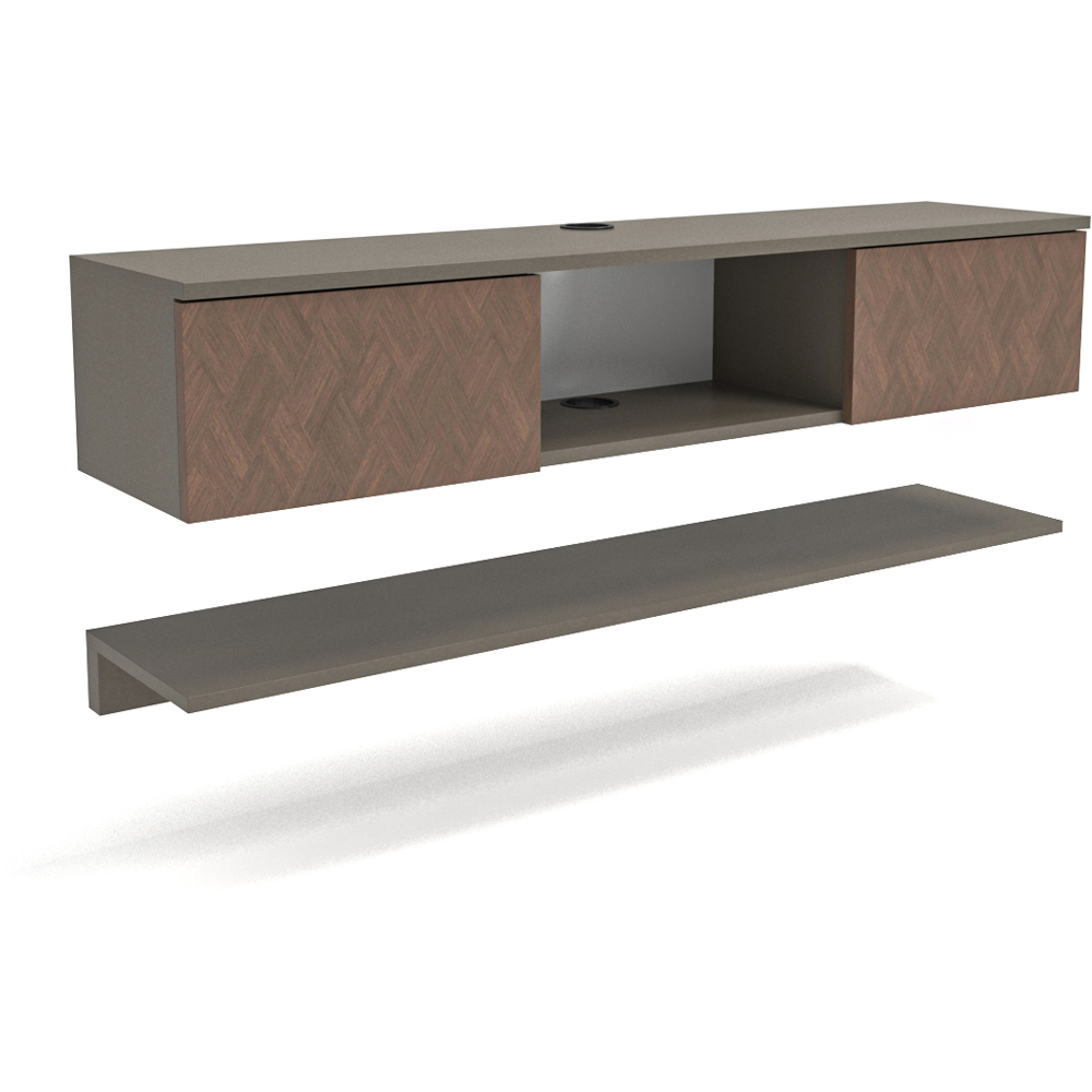 Decorotika Elia 2 Door Single Shelf Galaxy Vintage Wall Mounted TV Unit with Wall Shelf Image 2