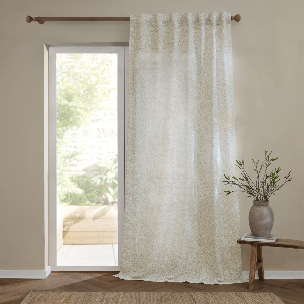 Yard Perrie Leaf Natural Sheer Woven Curtain Panel 140 x 250cm Image 1