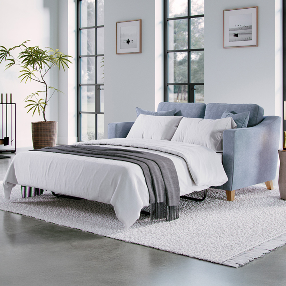 Marlon 2 Seater City Fine Blue Sofa Bed Image 1