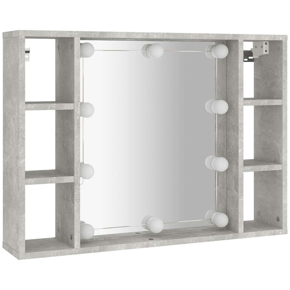 vidaXL 6 Open Shelf Concrete Grey LED Mirror Cabinet Image 5