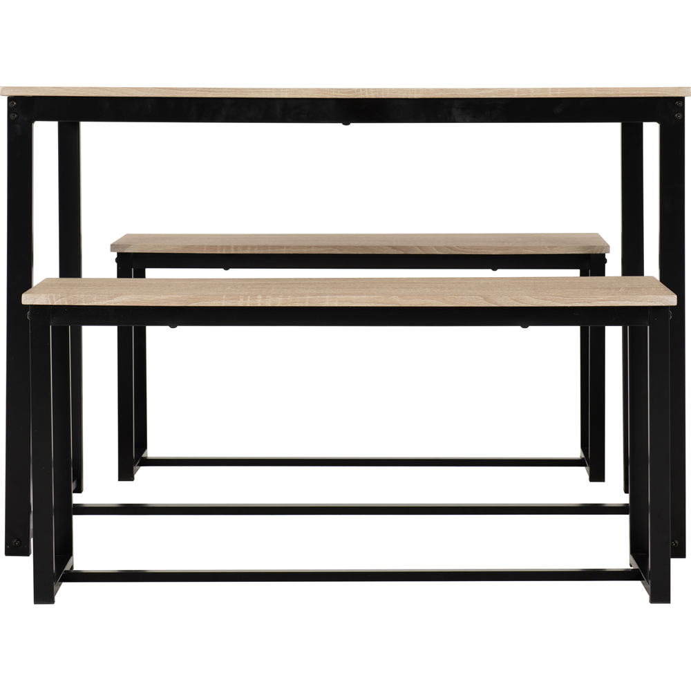 Seconique Lincoln 2 Bench Dining Set Sonoma Oak and Black Image 4